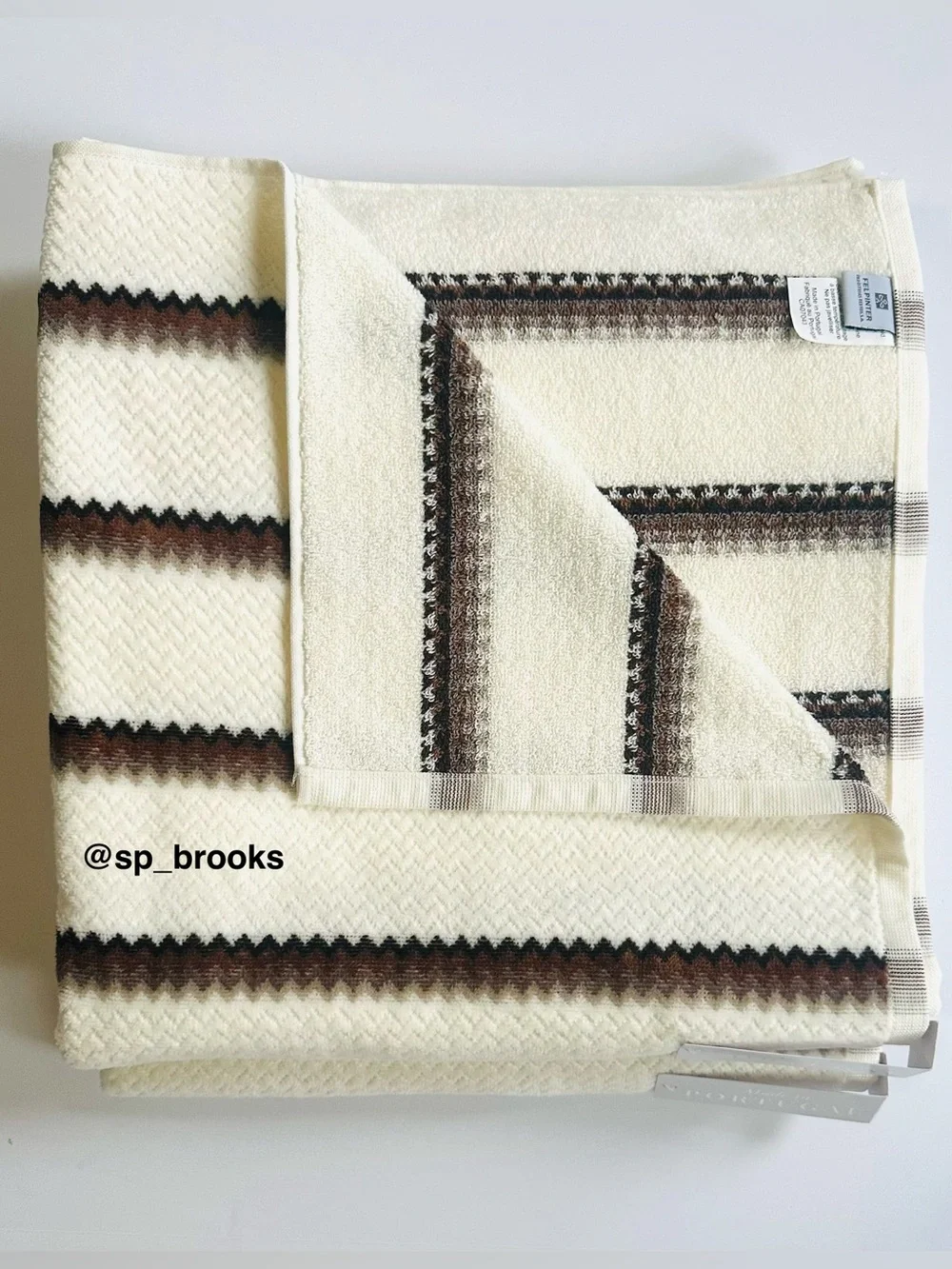 🎁6PC FELPINTER Bath Towel Set - Portugal Cotton Cream Zigzag Textured Towels